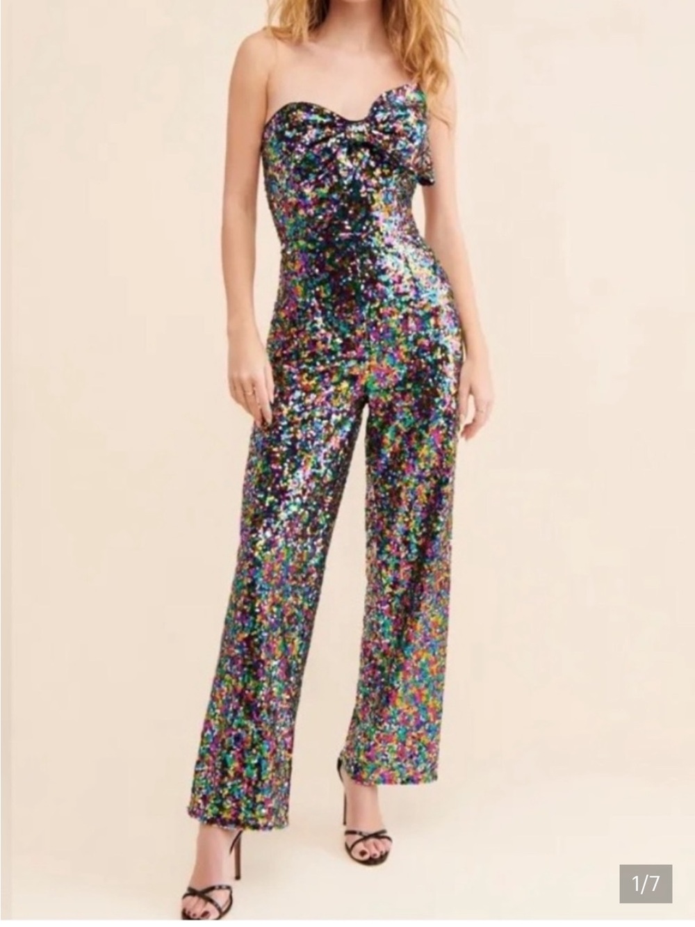 Hutch Strapless Multicolor Sequin Jumpsuit with bow top Size 4 imint condition